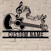 Custom Guitar Metal Sign Wall Art Led Lights, Personalized Guitarist Name Sign, Music Room, Guitar Metal Sign, Guitar Studio Wall Decor, Wall Hanging